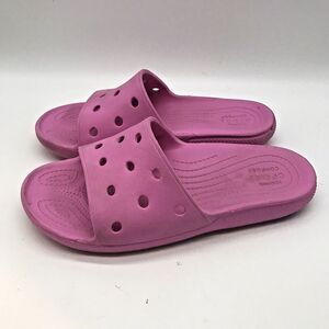 CROCS Iconic Comfort Women's 10 Jibbitz Ready Strap Sandals Hot Pink Slides